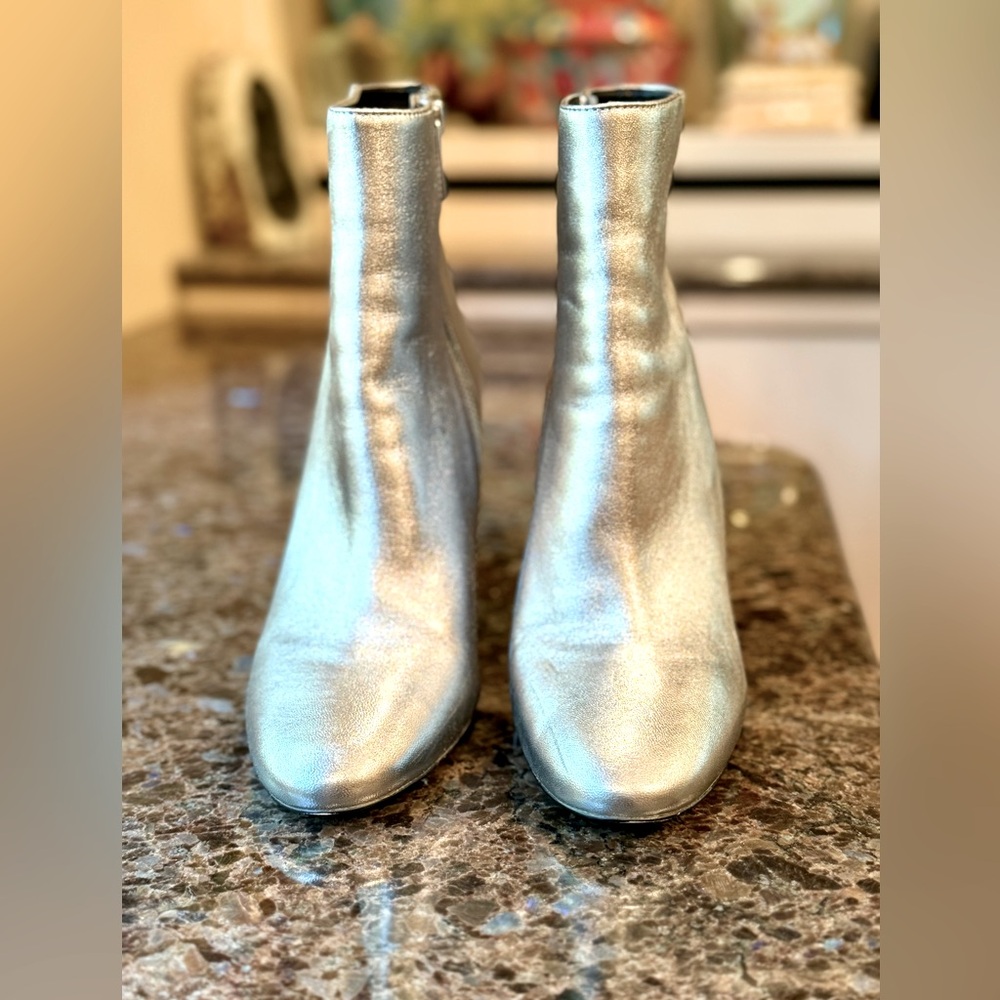 MICHAEL Michael Kors Petra Shiny Silver Heeled Boots